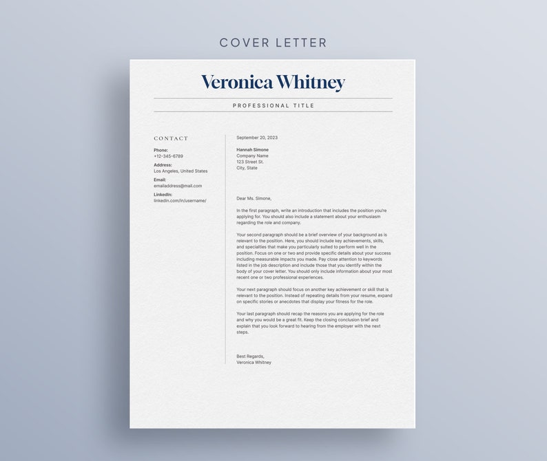 Modern Resume Template for Google Docs With Cover Letter | CV Template ...