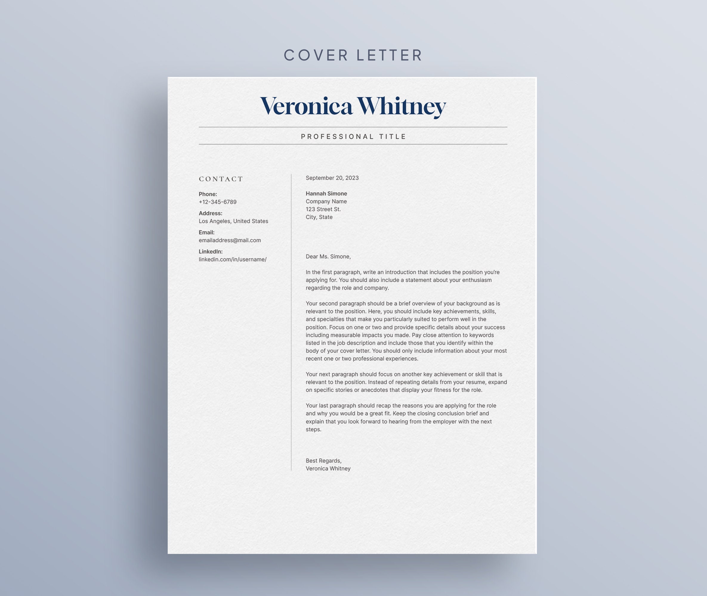 Modern Resume Template for Google Docs With Cover Letter | CV Template ...