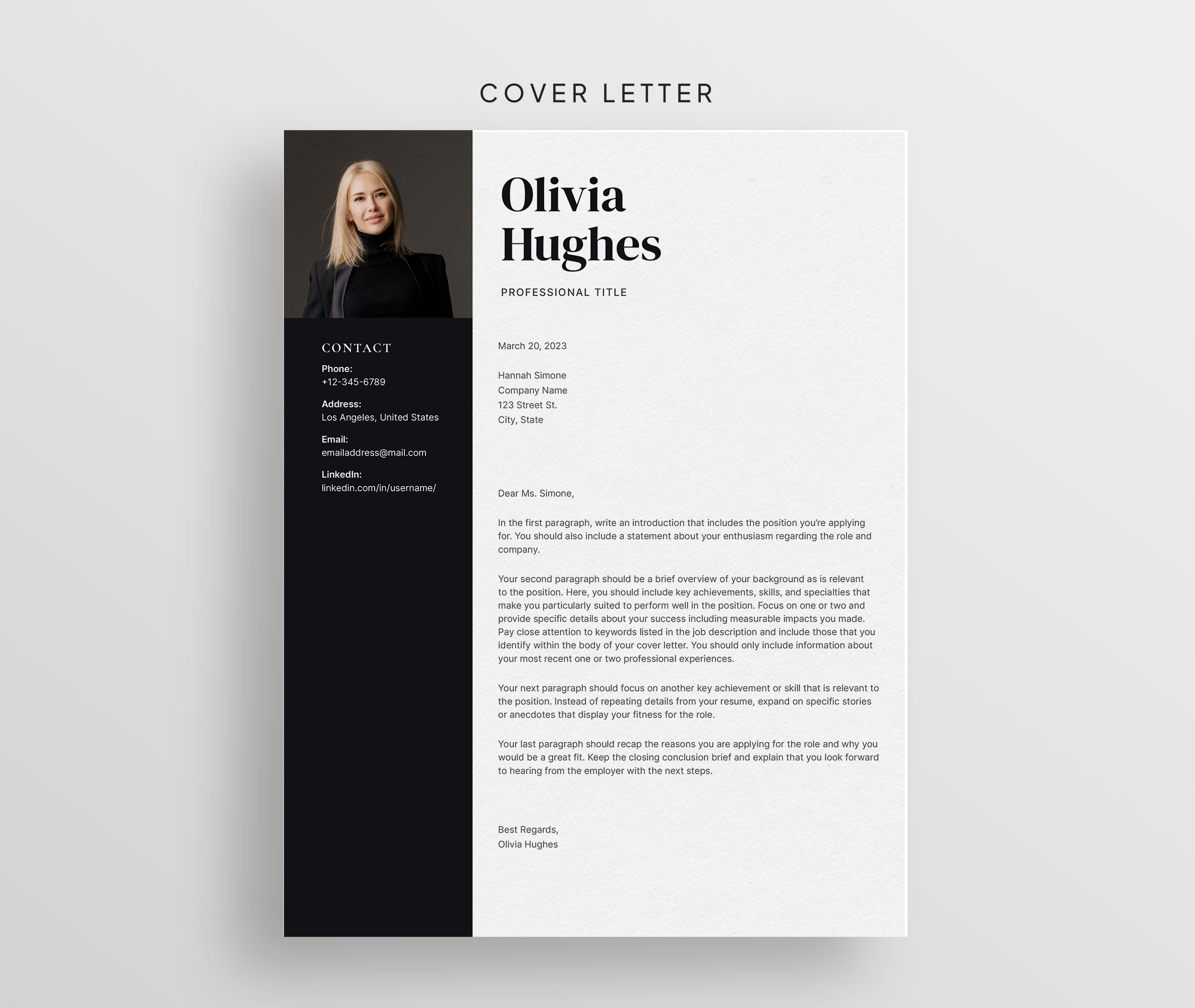 Elegant Resume Template for Microsoft Word & Mac Pages With Cover ...