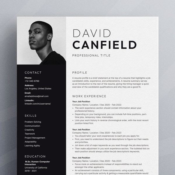 Professional Resume Template for Microsoft Word with Cover Letter | Resume Template with Photo | Executive Resume Template | CV Template