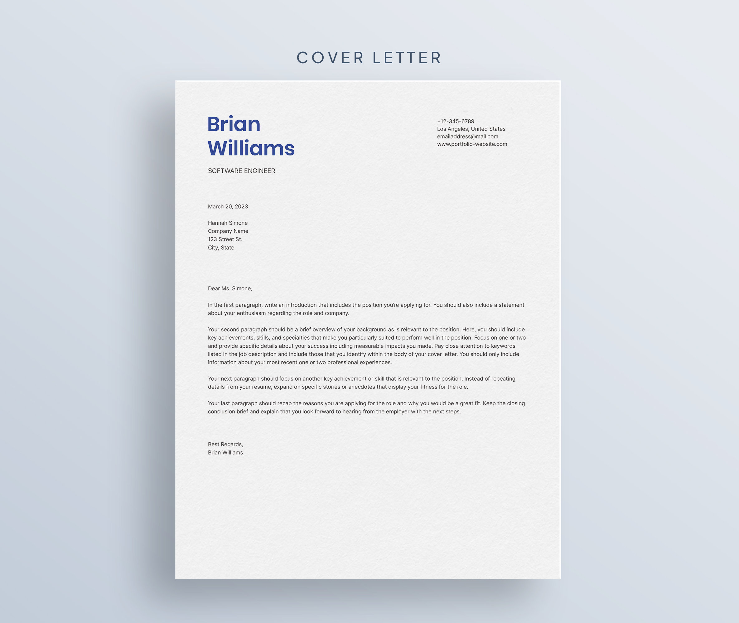 Modern Resume Template for Microsoft Word & Mac Pages With Cover Letter ...