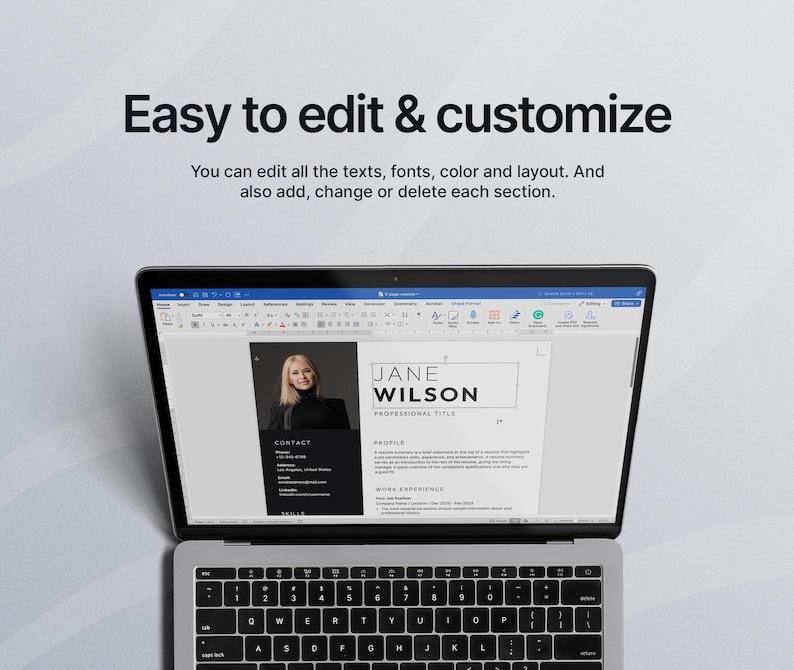 Professional Resume Template for Microsoft Word with Cover Letter | Resume Template with Photo | Executive Resume Template | CV Template image 6