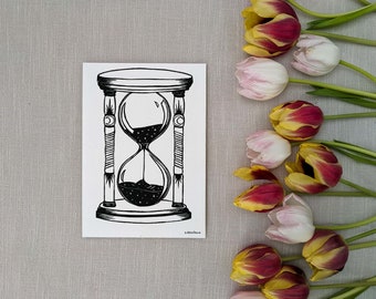 Art mini print - 'Witching Hour' celestial hourglass