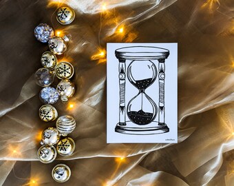 The Witching Hour - Celestial hourglass A5 art print