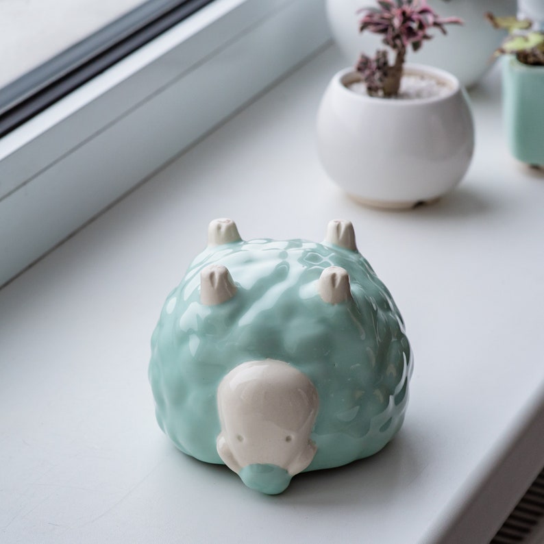 Mint ceramic cactus set, Two sheep smaller and bigger, Ceramic cactus set of 2 items image 2