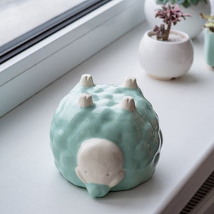 Mint ceramic cactus set, Two sheep smaller and bigger, Ceramic cactus set of 2 items image 5