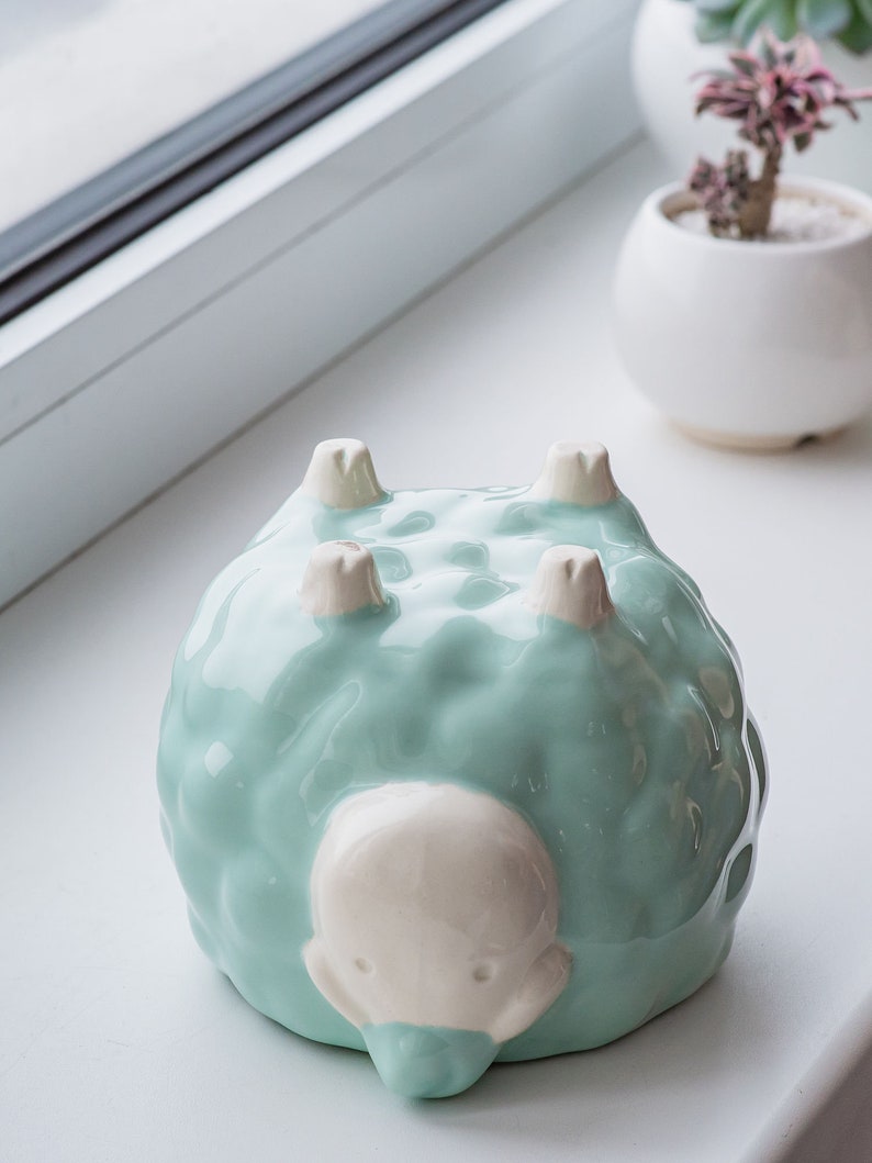 Mint ceramic cactus set, Two sheep smaller and bigger, Ceramic cactus set of 2 items image 6