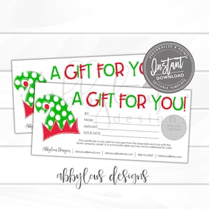 Certificado de regalo editable, Cupón de regalo imprimible para fiestas, Plantilla editable de certificado de regalo de Navidad, Cupón, Descarga instantánea