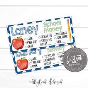 EDITABLE School Envelopes, Lunch Money, School Envelopes, Fundraiser Money, Editable Envelopes, Editable File, Digital Template