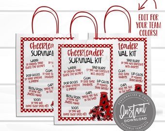 EDITABLE Cheer Survival Kit Printable, Gift Bag Printable, Printable Cheer Flyer, Team Gift Idea, Personalized Cheer Flyer, INSTANT ACCESS
