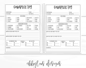 EDITIERBARE Campsite Log, RV Planner Log, Camping Checkliste, Vollzeit/Saison Camping, bearbeitbare Datei, digitale Vorlage, Letter Größe