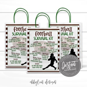EDITABLE Football Survival Kit Printable, Gift Bag Printable, Printable Football Flyer, Team Gift Idea, Personalized Flyer, INSTANT ACCESS