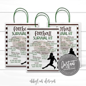 Kit de sobrevivência de futebol EDITÁVEL para impressão, sacola de presente para impressão, folheto de futebol para impressão, ideia de presente de time, folheto personalizado, ACESSO INSTANTÂNEO