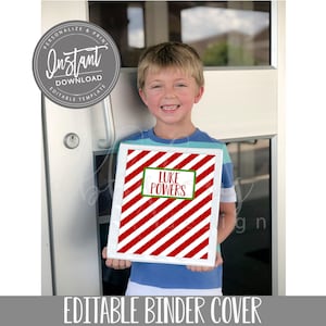 EDITABLE Binder Cover, Christmas Binder Cover, Holiday Binder Cover, School Binder, ANY NAME, Any Subject, Editable File, Digital Template,