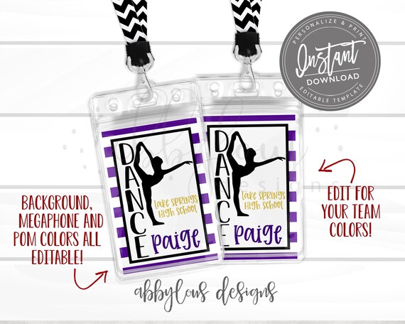 EDITABLE Dance Bag Tags Printable Dance Team Backpack Tags | Etsy