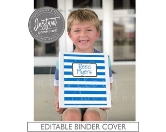 School Binder Digital Template, Editable File Football Themed Binder Cover ANY NAME Any Subject Back to School EDITABLE Binder Cover