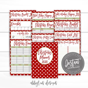 EDITABLE Christmas Planner Printable, Christmas Party Planner, Gift Trackers, Menu Planner, Editable File, Digital Template, A5 and Letter