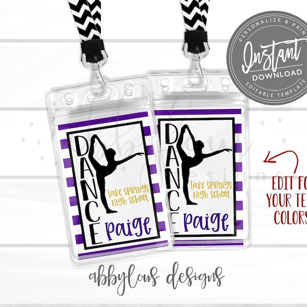 EDITABLE Dance Bag Tags, Printable Dance Team Backpack Tags, Personalized Backpack Tags, Personalized Dance Luggage Tags, INSTANT ACCESS