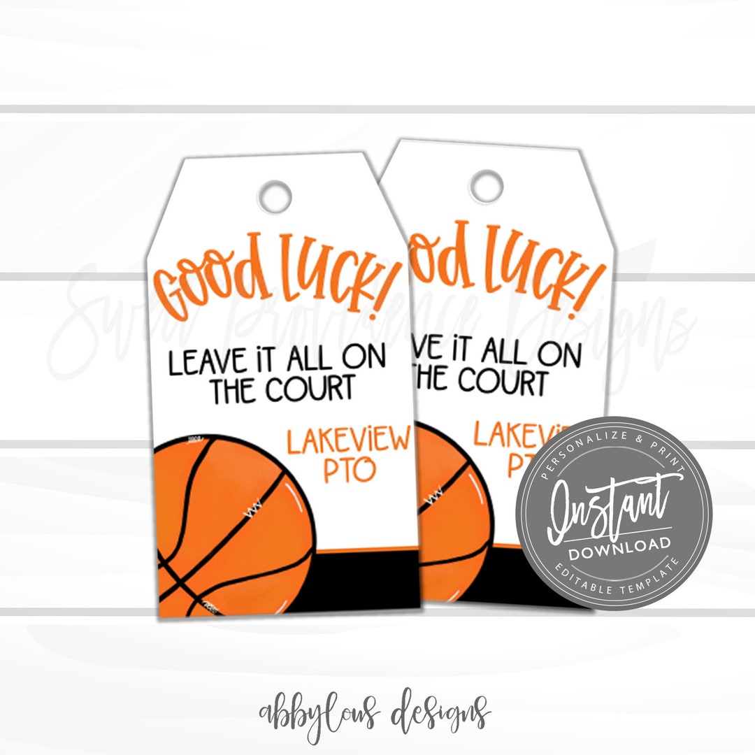 EDITABLE Basketball Good Luck Tags, Printable Basketball Favor Tags ...