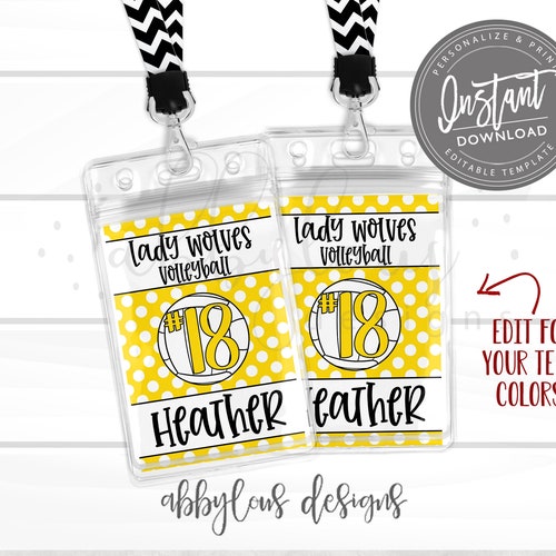 EDITABLE Volleyball Bag Tags Printable Volleyball Backpack Etsy