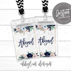 EDITABLE Floral Luggage Bag Tags, Printable Backpack Tags, Personalized Backpack Tags, Personalized Floral Name Luggage Tags, INSTANT ACCESS