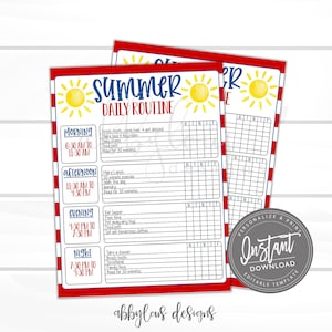 EDITABLE Daily Routine Schedule Printable, Daily Schedule, Daily Routine Schedule, Daily Chores, Any Age, Editable File, Digital Template,