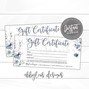 Editable Gift Certificate, Holiday Printable Gift Voucher, Editable Christmas Holiday Gift Certificate Template, Voucher, Instant Download