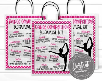 EDITABLE Dance Competition Survival Kit Printable, Gift Bag Idea, Printable Dance Team Gift Idea, Personalized Dance Flyer, INSTANT ACCESS