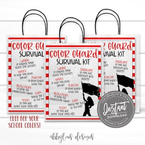 EDITABLE Color Guard Survival Kit Printable, Gift Bag Idea, Printable Color Guard/Winter Guard Gift Idea, Personalized Flyer, INSTANT ACCESS