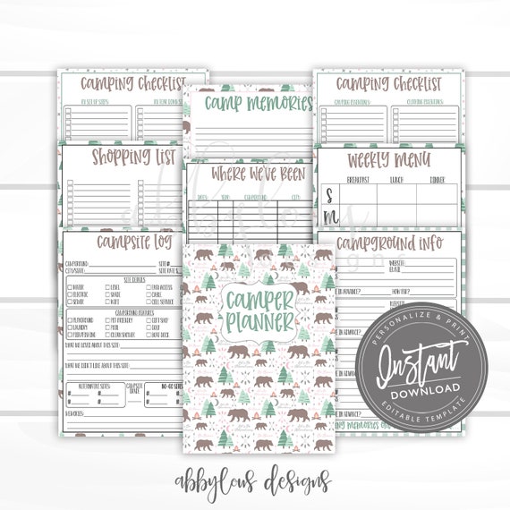 EDITABLE Camper Planner Printable RV Planner Camping