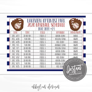 Bearbeitbarer Baseball Spielplan druckbar, Übungskalender, Sommer Ball Plan, Editierbarer Spielplan, Editierbare Datei, digitale Vorlage,