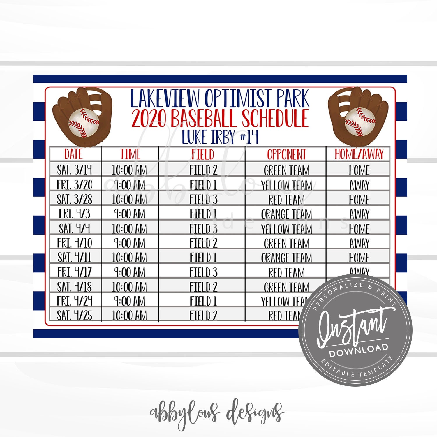 Free Printable Baseball Schedule Templates