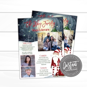 BEWERKBAAR Jaaroverzicht Afdrukbaar, Kerstkaart invoegen, Bewerkbare Vakantiekaart Invoegen, Bewerkbare Foto, BewerkbaarBestand, Digitale Sjabloon,