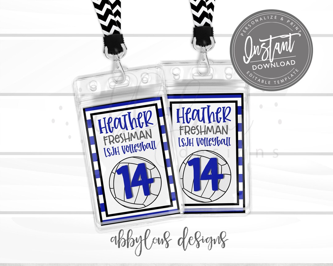 EDITABLE Volleyball Bag Tags, Printable Volleyball Backpack Tags ...