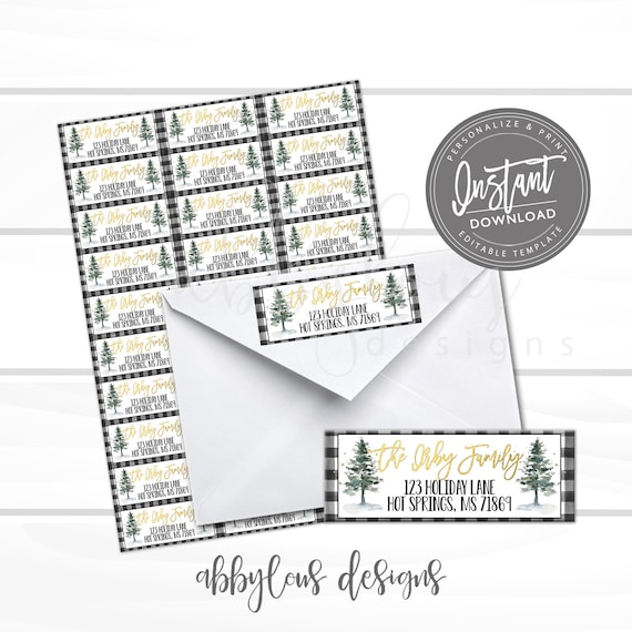 Editable Address Label Printable Christmas Card Address Etsy