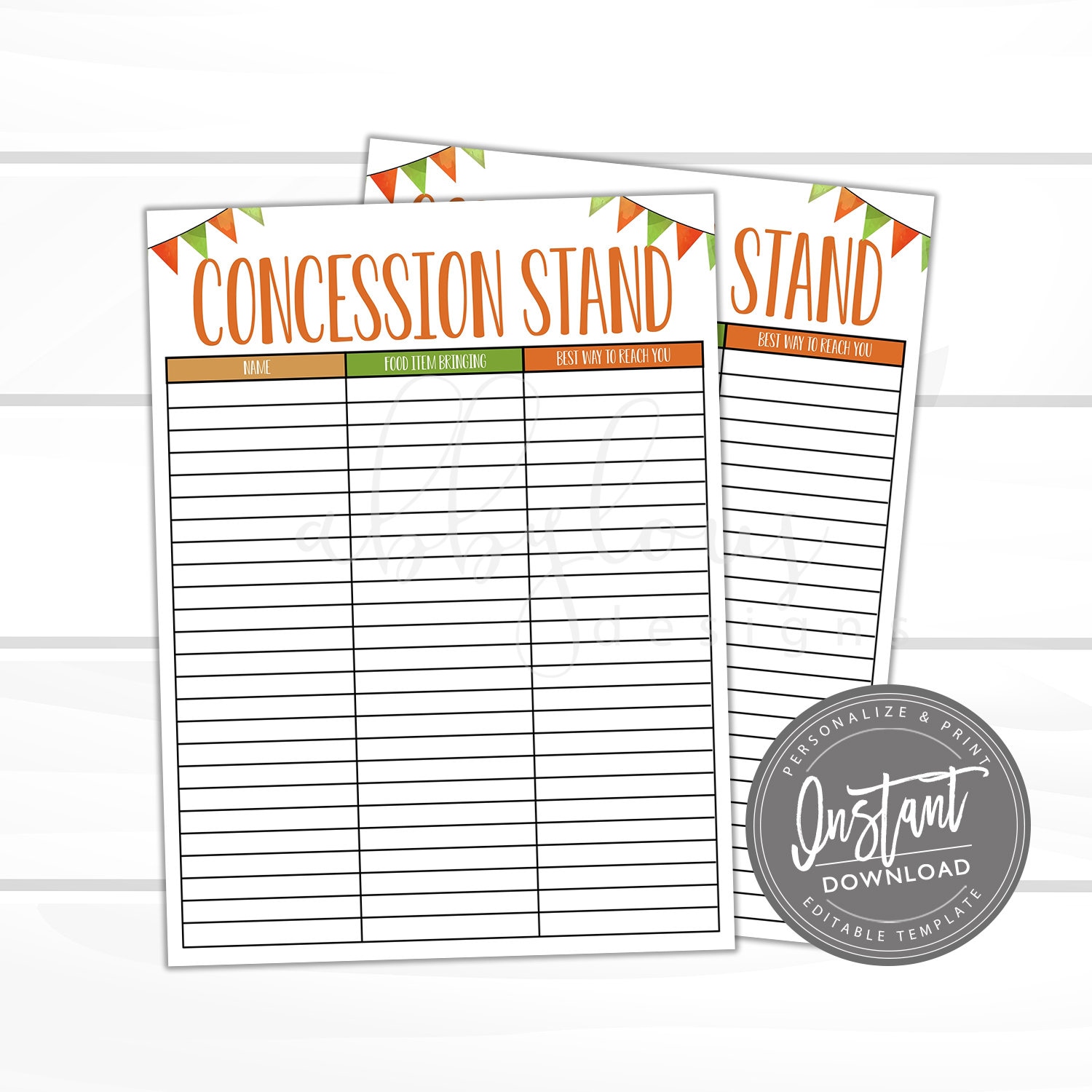 EDITABLE Concession Stand Volunteer Printable PTO/PTA Sign up Etsy