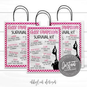 EDITABLE Cheer Competition Survival Kit Printable, Gift Bag Idea, Printable Cheer Team Gift Idea, Personalized Cheer Flyer, INSTANT ACCESS