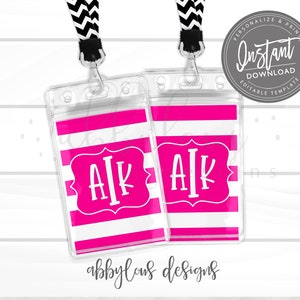 EDITABLE Monogram Luggage Bag Tags, Printable Backpack Tags, Personalized Backpack Tags, Personalized Monogram Luggage Tags, INSTANT ACCESS