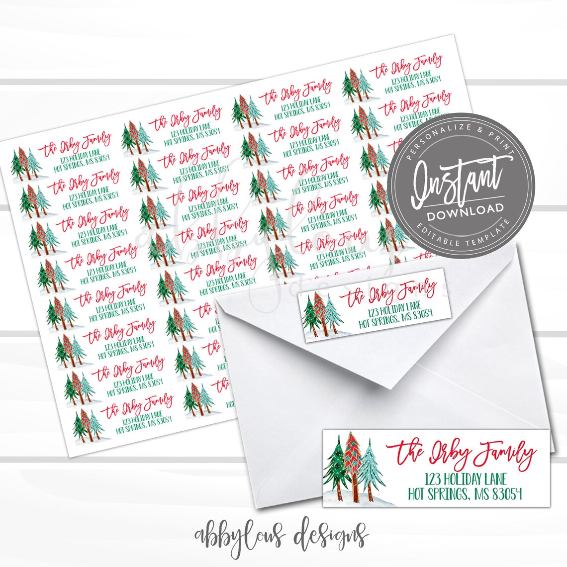 EDITABLE Address Label Printable, Christmas Card Address Labels ...