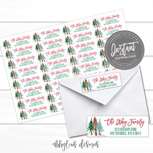 BEWERKBAAR adresetiket afdrukbaar, kerstkaartadresetiketten, bewerkbaar labelsjabloon, bewerkbaar bestand, digitale sjabloon, directe toegang