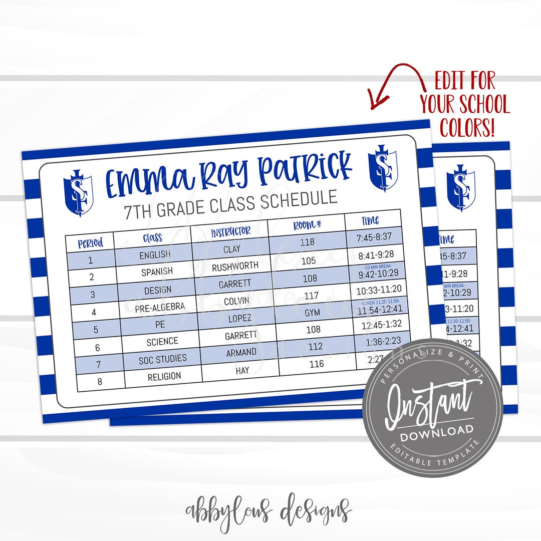 editable-class-schedule-printable-school-schedule-high-school-college-schedule-school-logo-editable-file-digital-template-edit-now-etsy