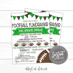EDITABLE Football Fundraiser Flyer, Football Fundraiser, Printable PTA/PTO Flyer, Editable Fundraiser, Editable File, Digital Template,