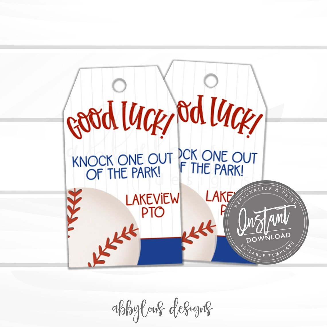 EDITABLE Baseball Good Luck Tags Printable Baseball Favor Etsy