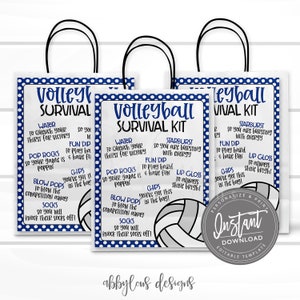EDITABLE Volleyball Survival Kit Printable, Gift Bag Printable, Printable Volleyball Team Gift Idea, Personalized Flyer, INSTANT ACCESS