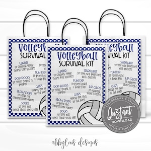 EDITABLE Volleyball Survival Kit Printable, Gift Bag Printable, Printable Volleyball Team Gift Idea, Personalized Flyer, INSTANT ACCESS