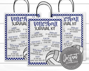 EDITABLE Volleyball Survival Kit Printable, Gift Bag Printable, Printable Volleyball Team Gift Idea, Personalized Flyer, INSTANT ACCESS