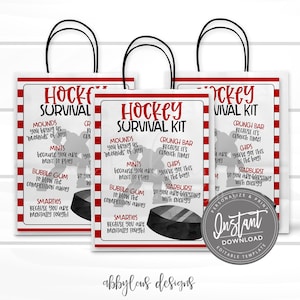 EDITABLE Hockey Survival Kit Printable, Gift Bag Printable, Printable Hockey Flyer, Team Gift Idea, Personalized Hockey Flyer,INSTANT ACCESS