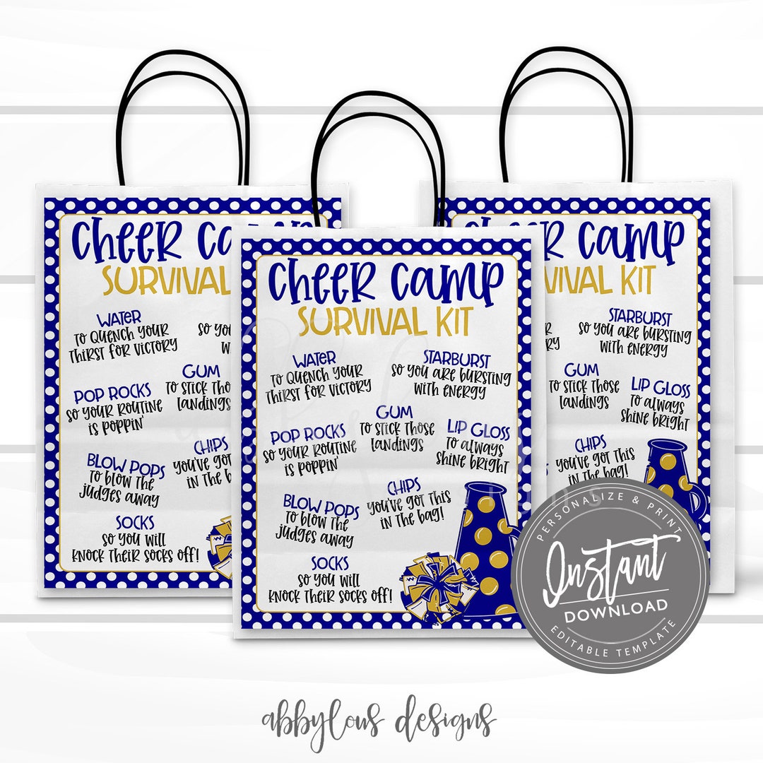 EDITABLE Cheer Camp Survival Kit Printable, Printable Cheer Camp Team