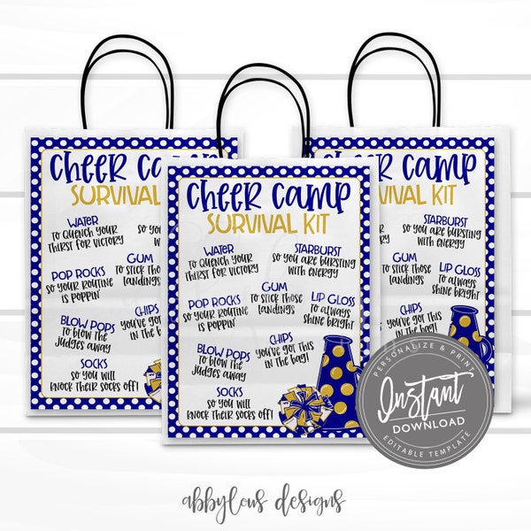 EDITABLE Cheer Camp Survival Kit Printable, Printable Cheer Camp Team Gift Flyer, Team Gift Idea, Personalized Cheer Flyer, INSTANT ACCESS