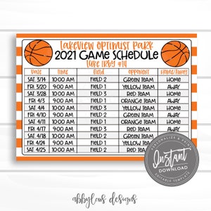 EDITABLE Basketball Game Schedule Printable, Practice Schedule, Basketball Game Schedule, Editable Schedule, Editable File, Digital Template